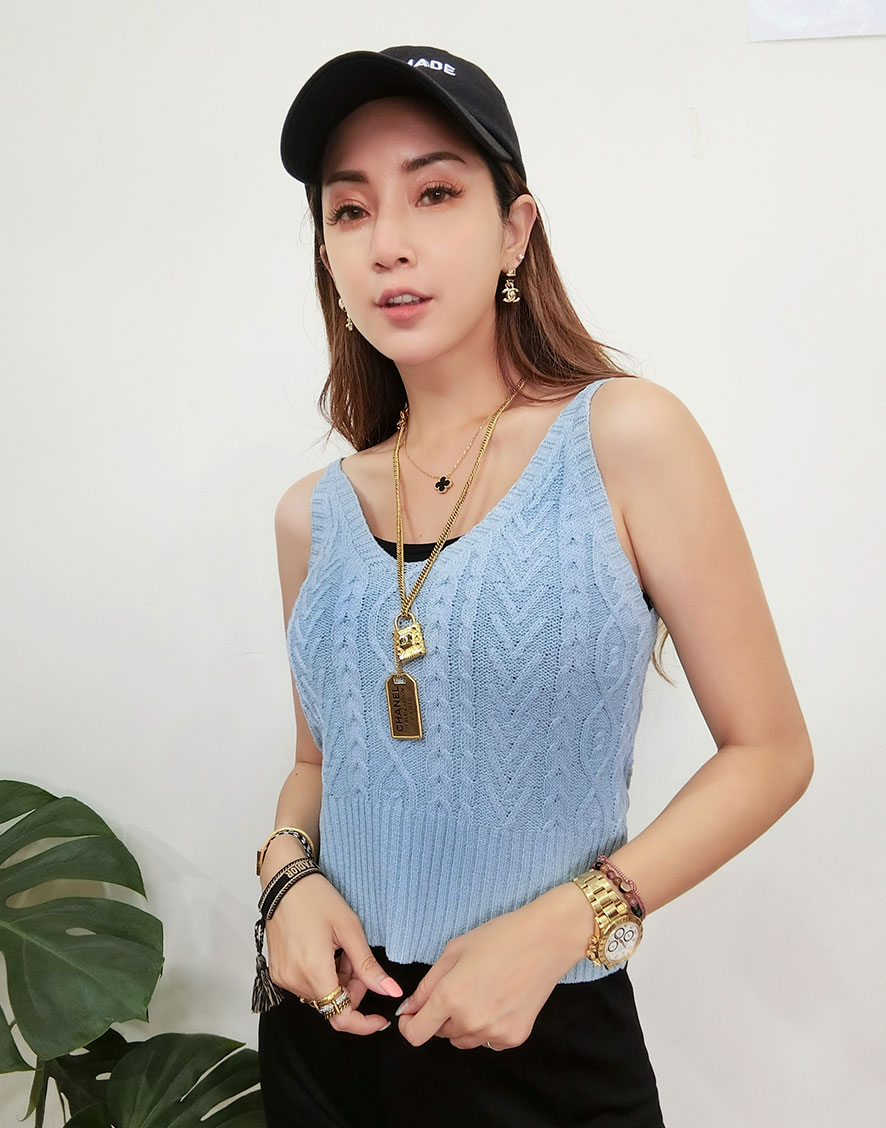 優雅Ruffle領Lace 背心 3色入 S10801 main image 0