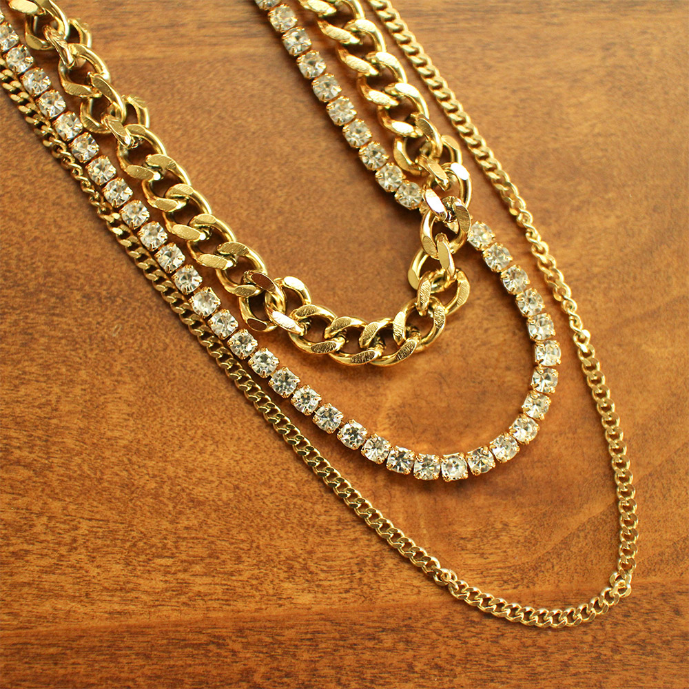 三層水鑽造型項鍊