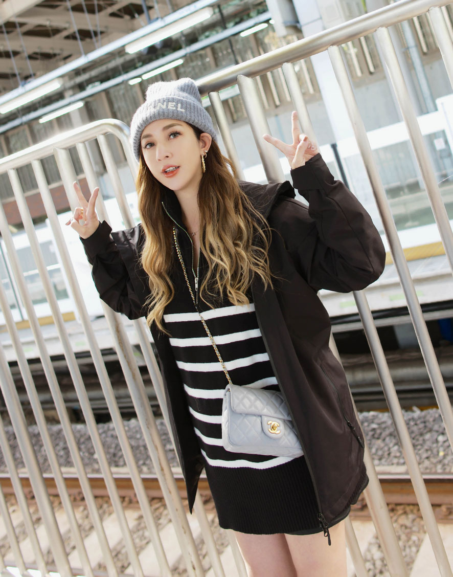 MMBA 半拉鍊條紋針織上衣