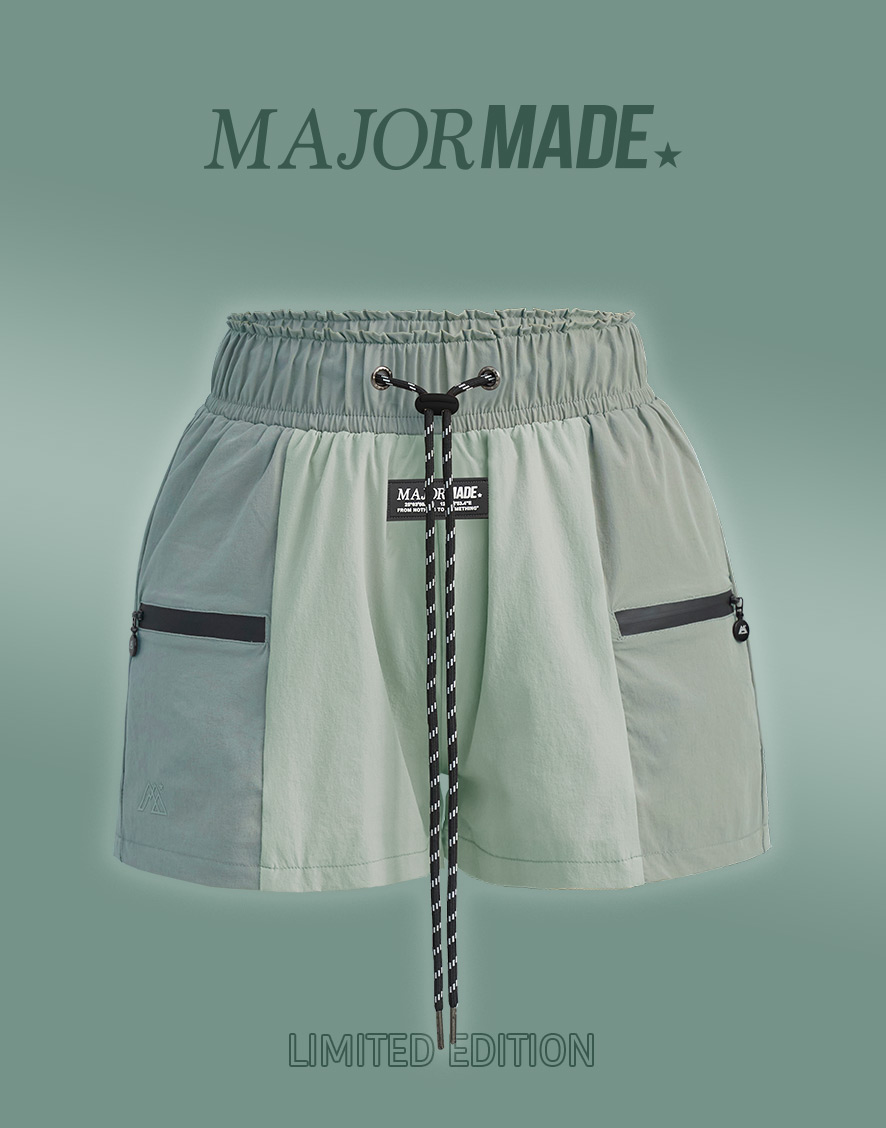 雙拼時髦休閒抽繩短褲