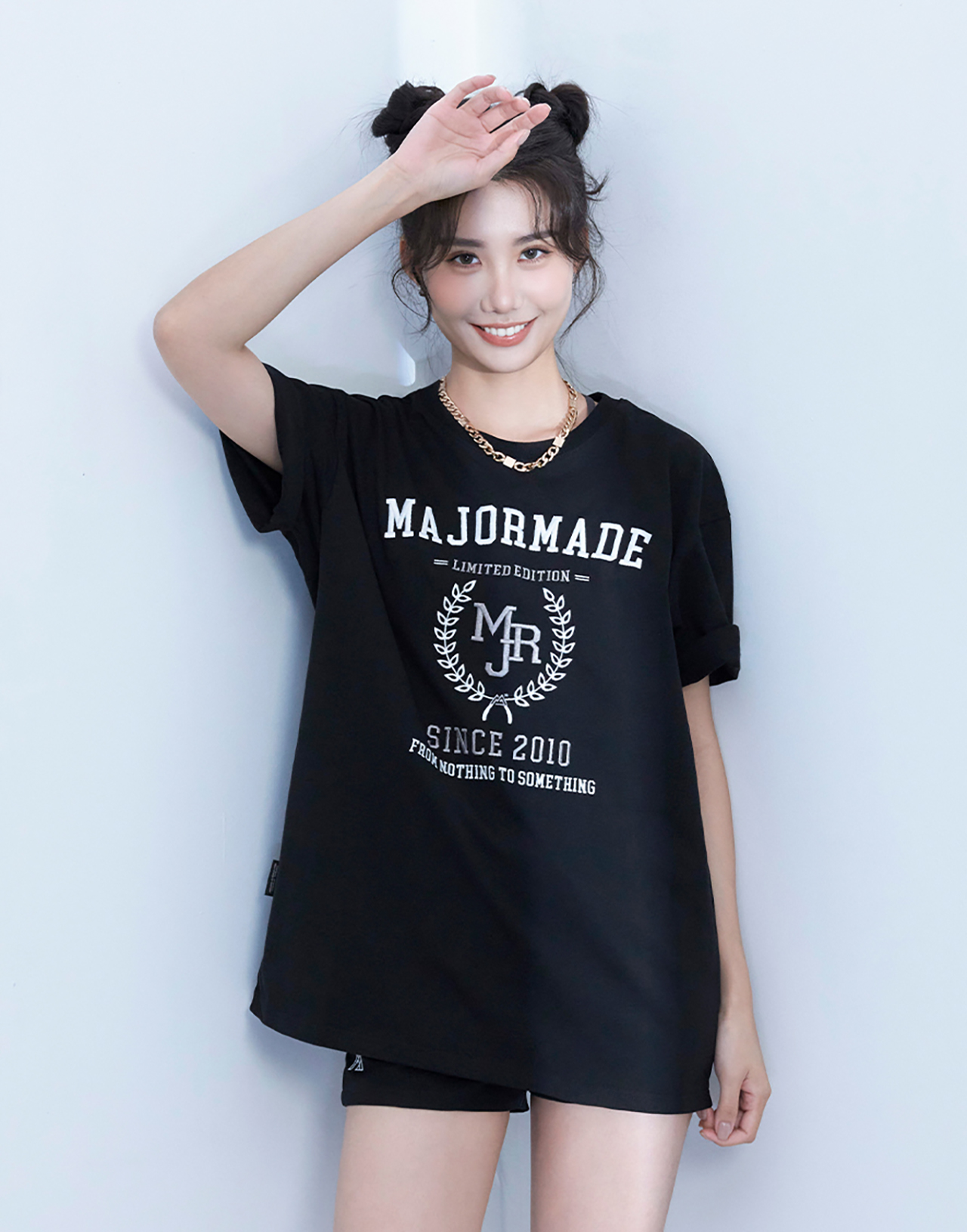 花圈MJR標誌刺繡短Ｔ