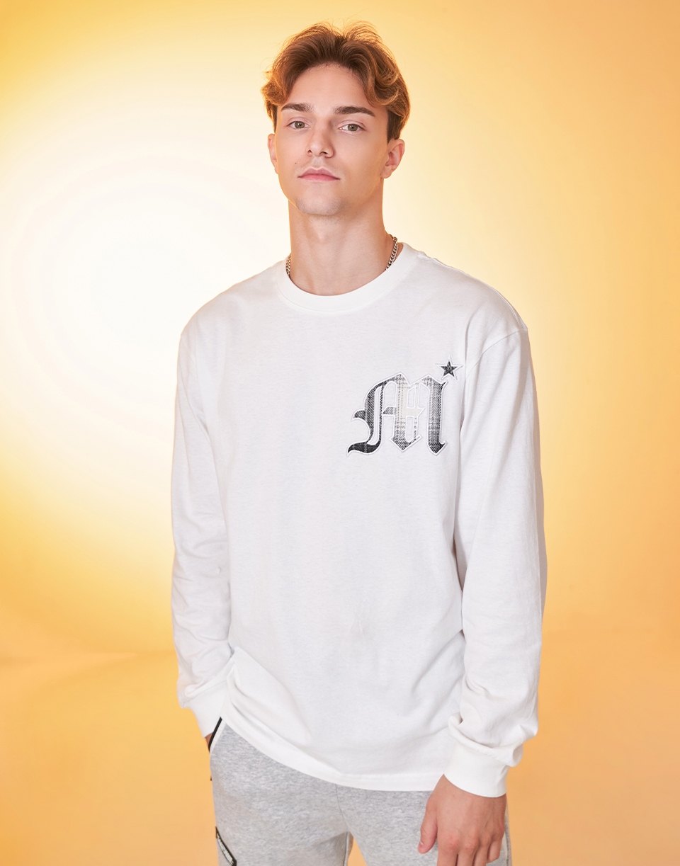 哥德字格子logo薄長TEE