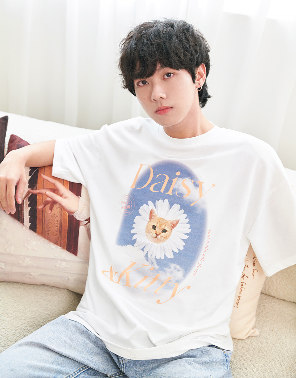 貓貓藍天太陽花短TEE