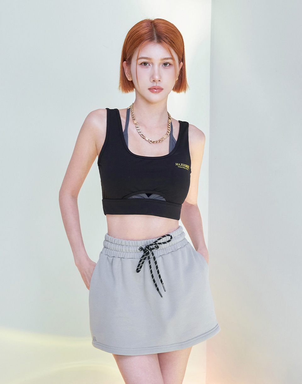 假兩件式時髦棉短裙