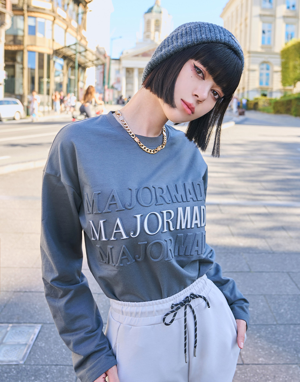 立體浮雕MAJOR薄長TEE'