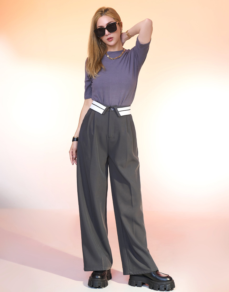 時髦反摺造型西裝褲