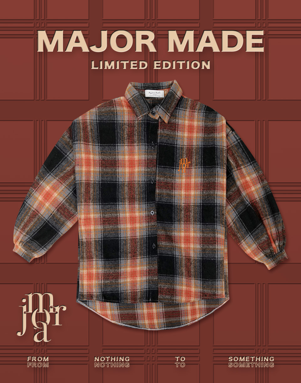 刺繡毛料格紋襯衫