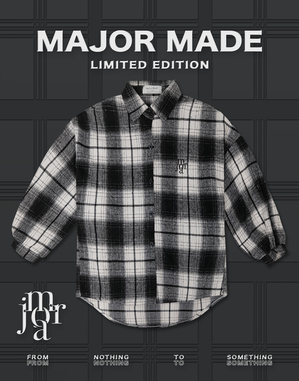 刺繡毛料格紋襯衫