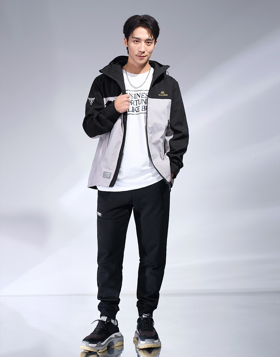 雙拼小標剪裁棉長褲