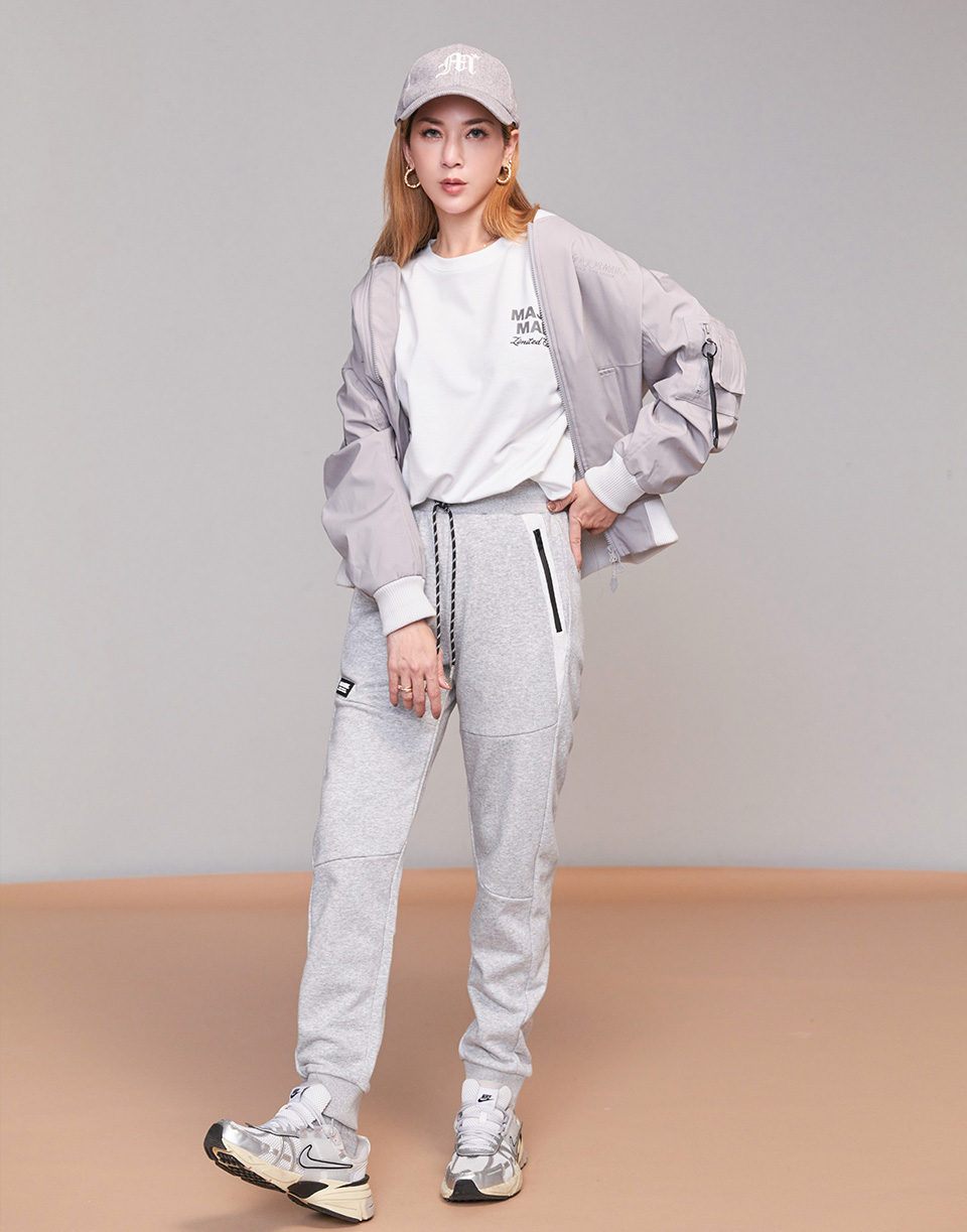 雙拼小標剪裁棉長褲