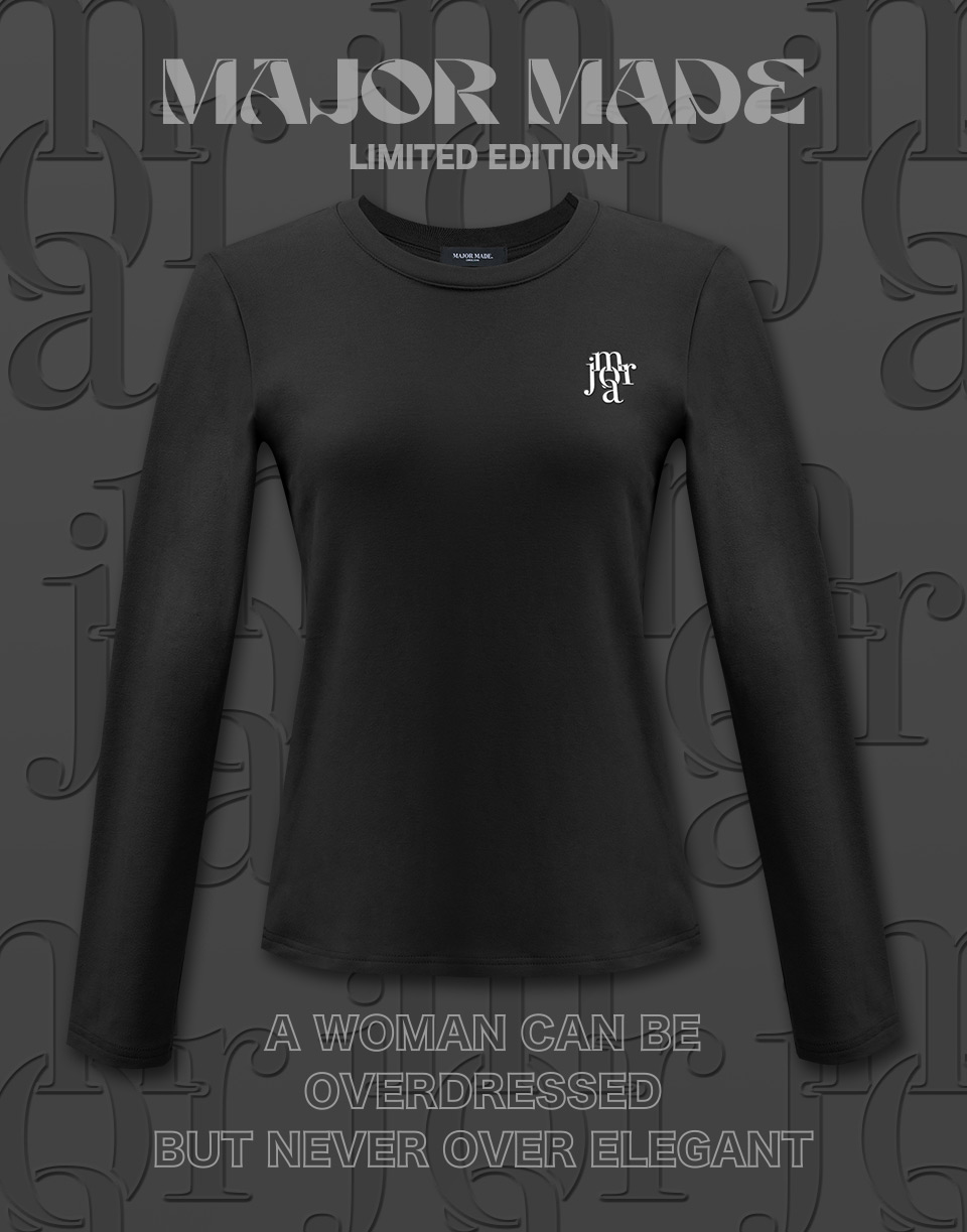 磨毛刺繡發熱長T