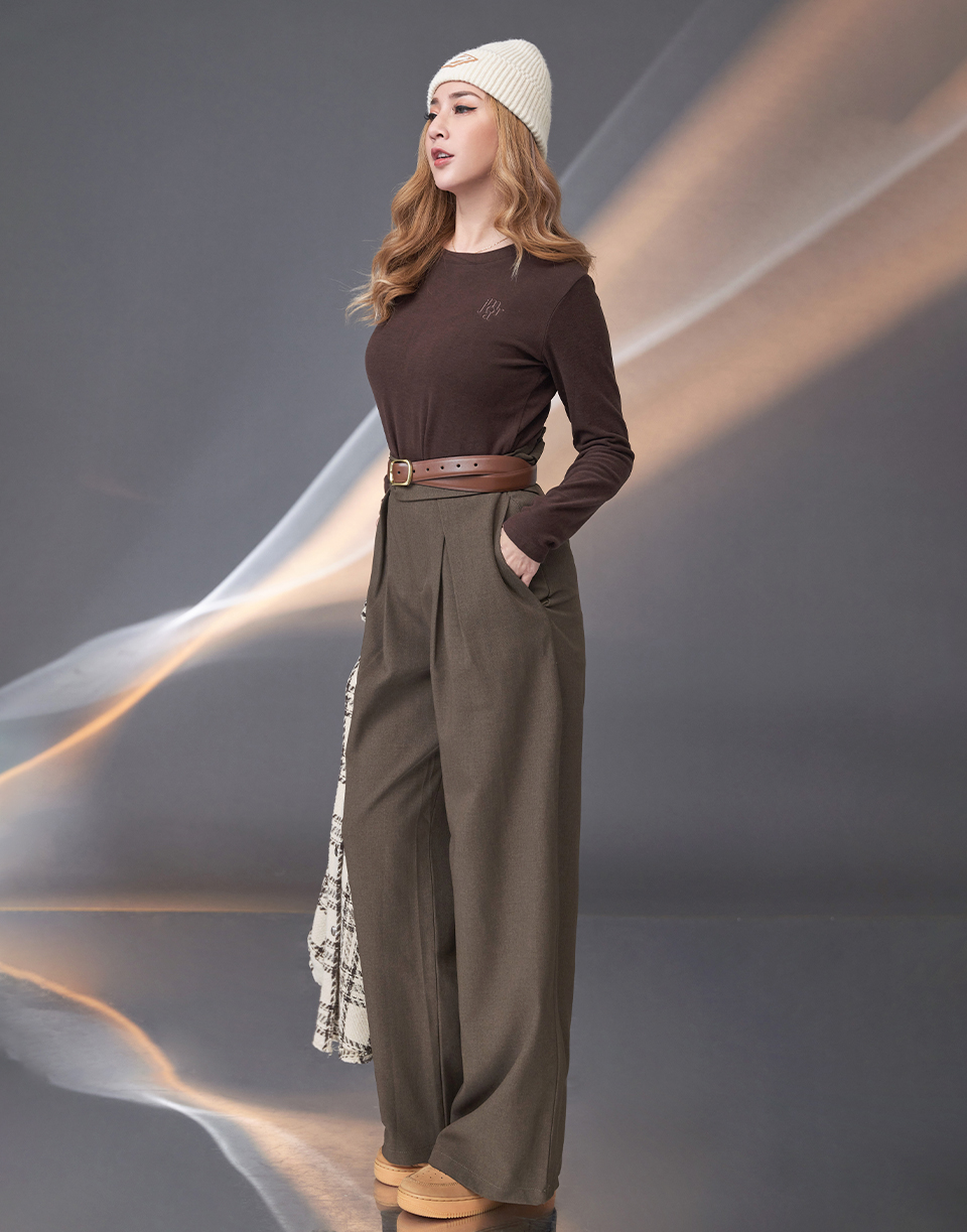 磨毛刺繡發熱長T