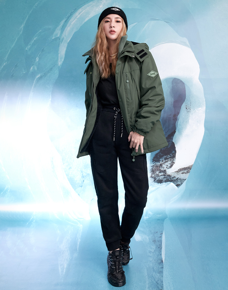 浮雕字母內刷毛棉長褲