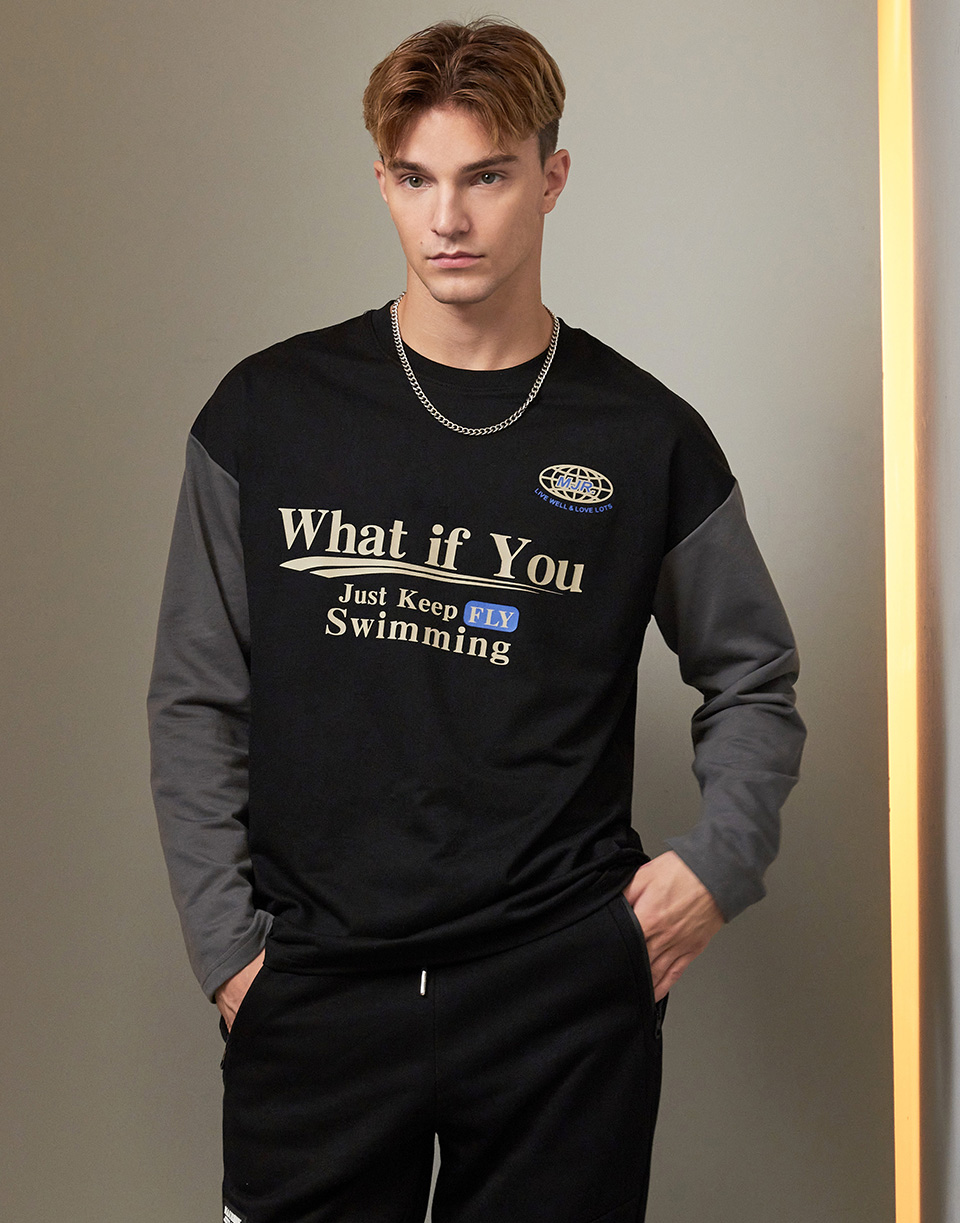 IF YOU雙拼長膠印TEE