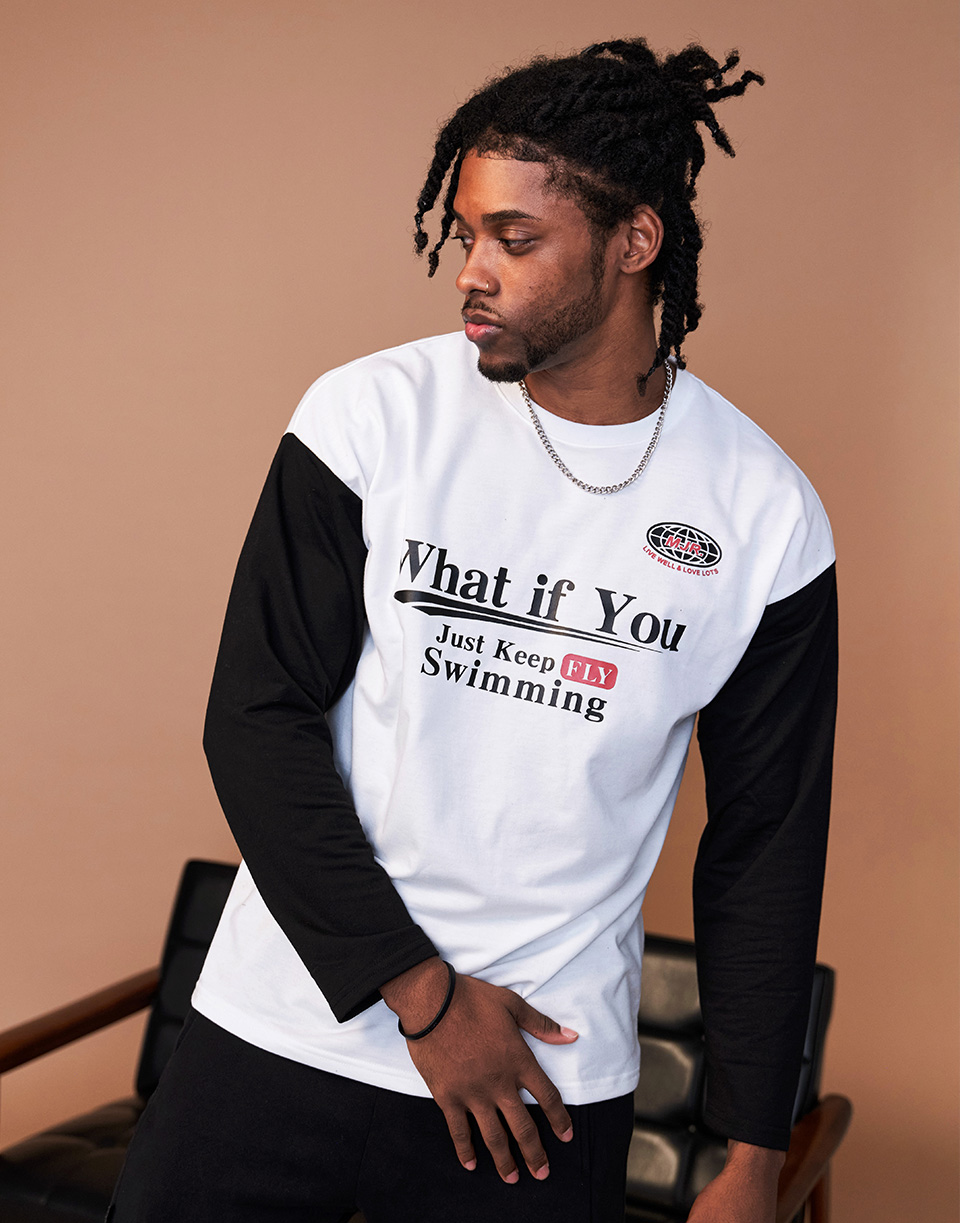 IF YOU雙拼長膠印TEE