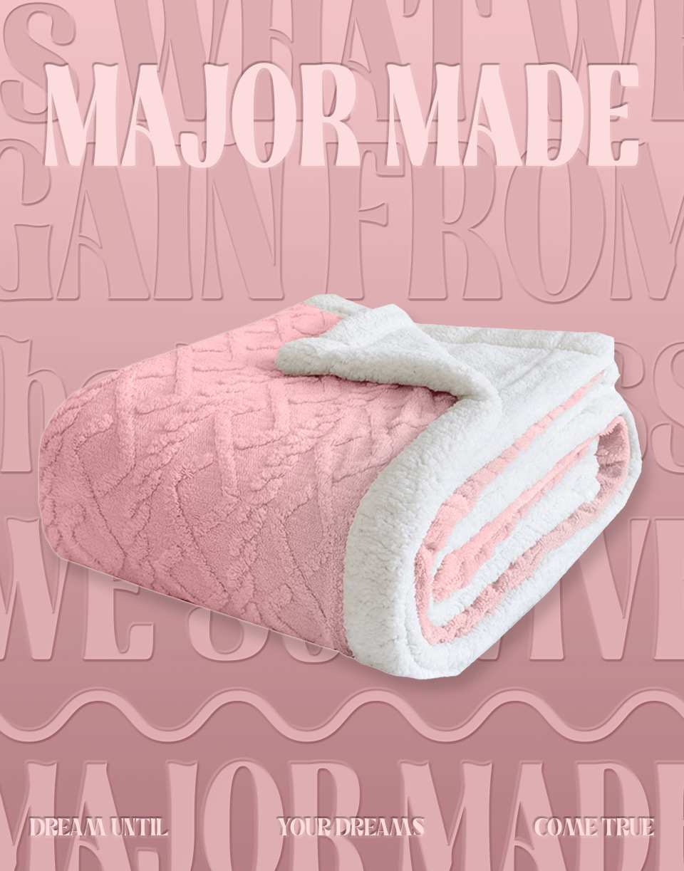 雙層羊絨麻花編織大毛毯