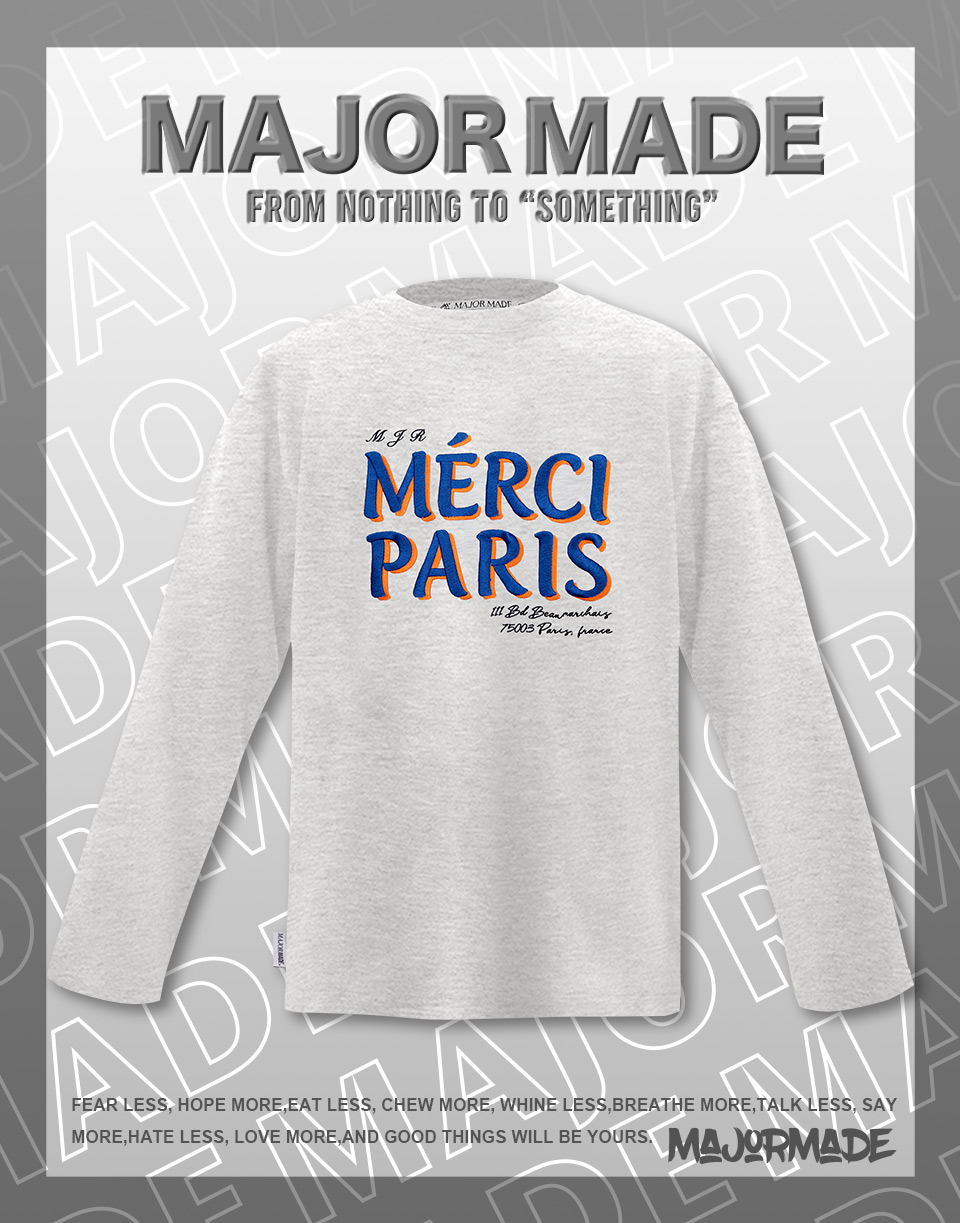 法語Merci刺繡長TEE