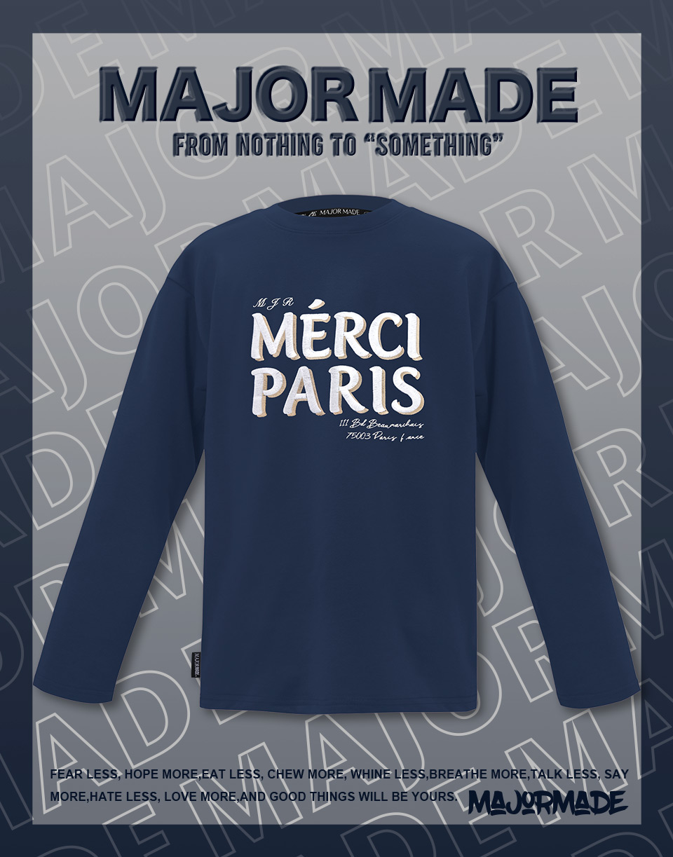 法語Merci刺繡長TEE