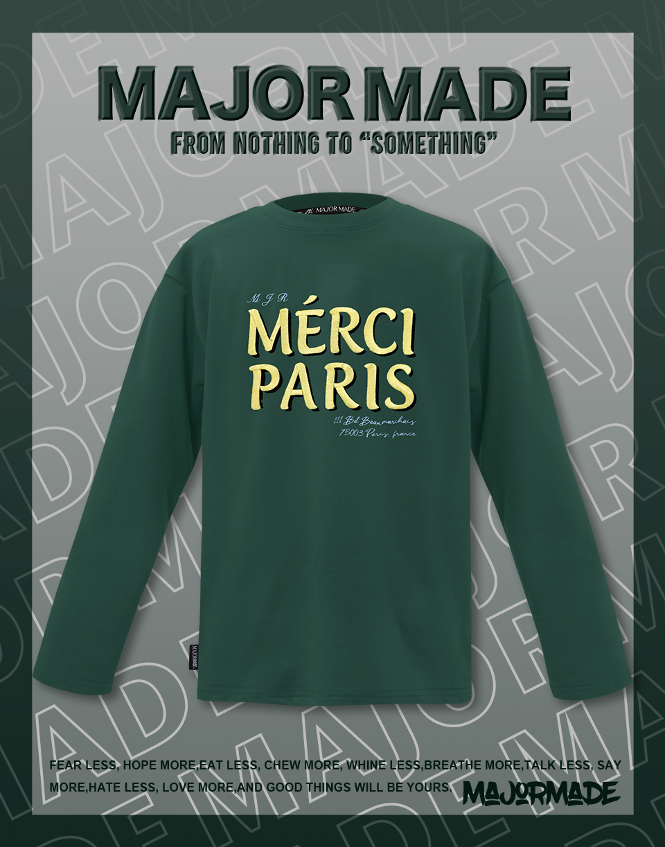 法語Merci刺繡長TEE