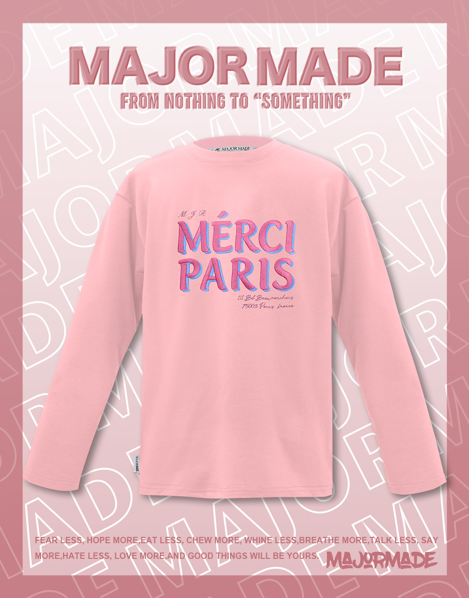 法語Merci刺繡長TEE