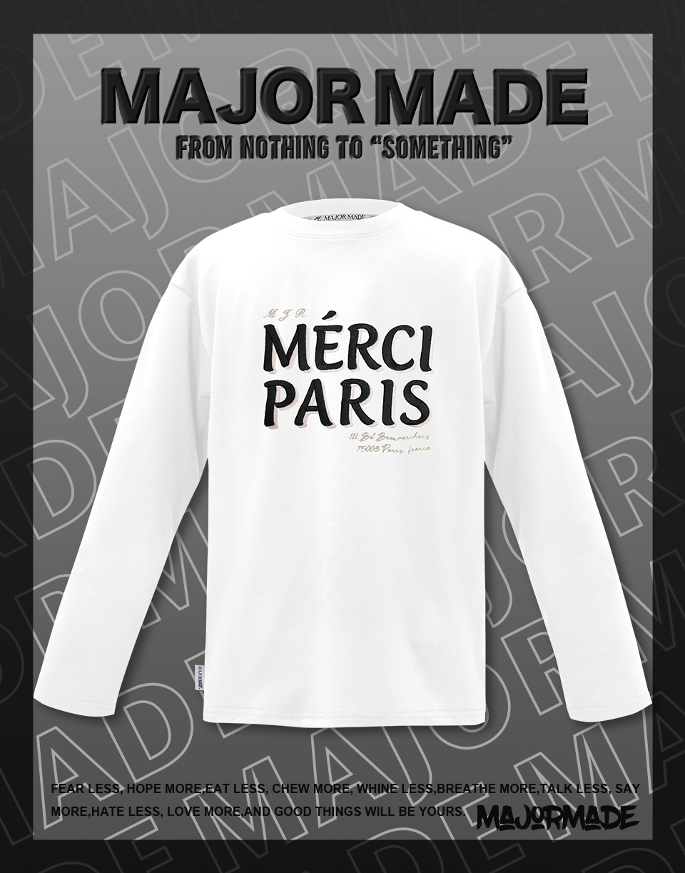 法語Merci刺繡長TEE