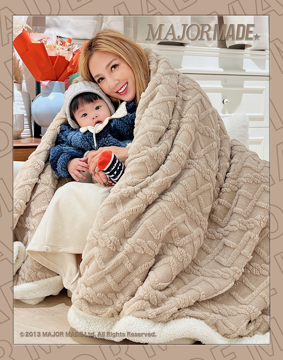 雙層羊絨麻花編織小毛毯