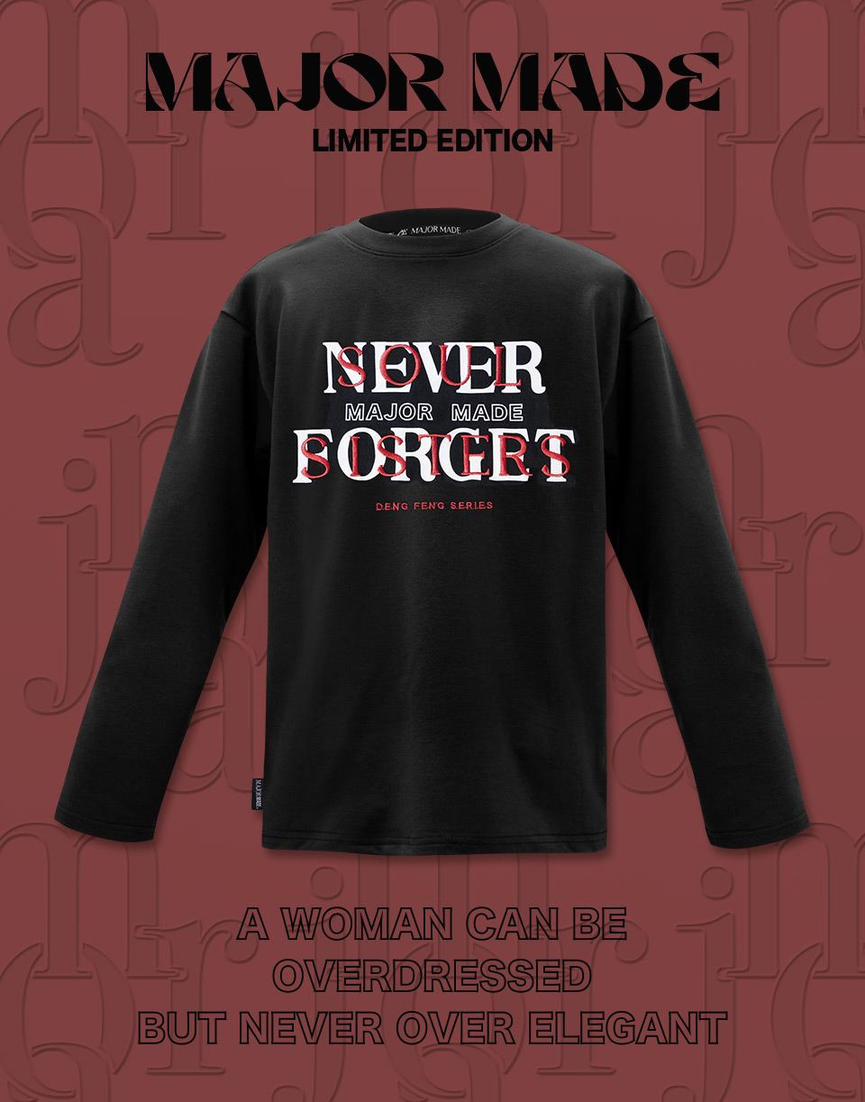 重疊永不忘記刺繡長TEE