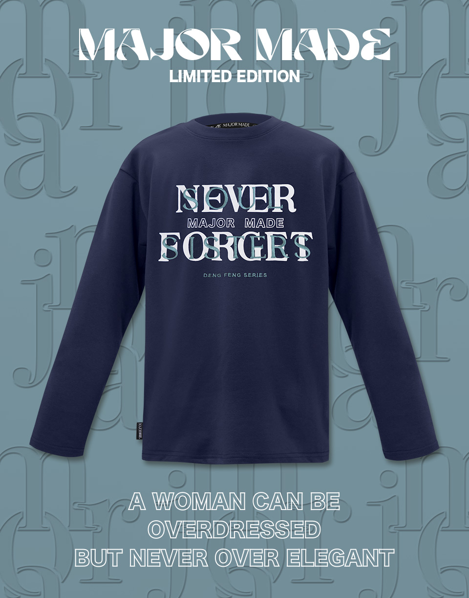 重疊永不忘記刺繡長TEE