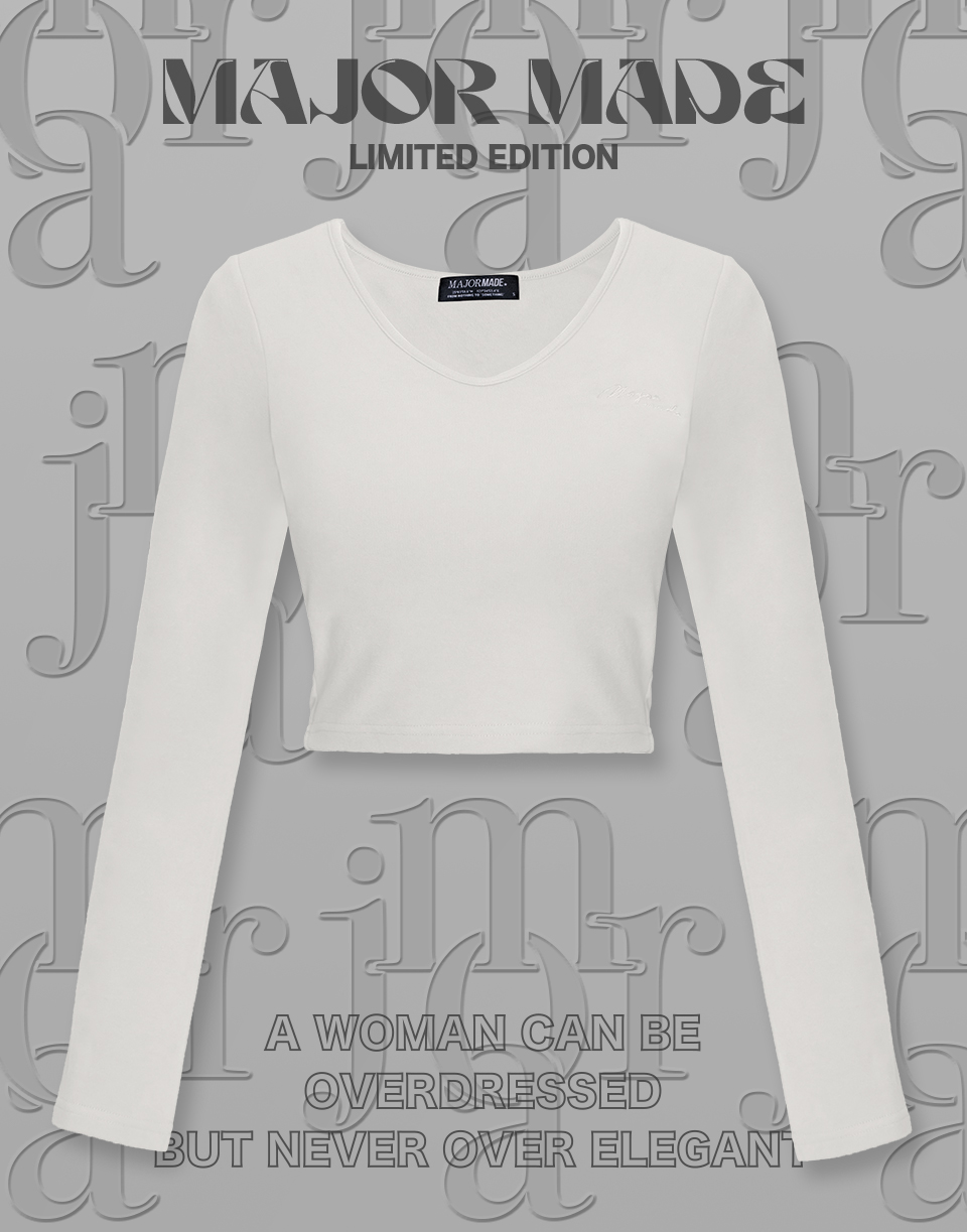 質感V領刺繡短版發熱衣