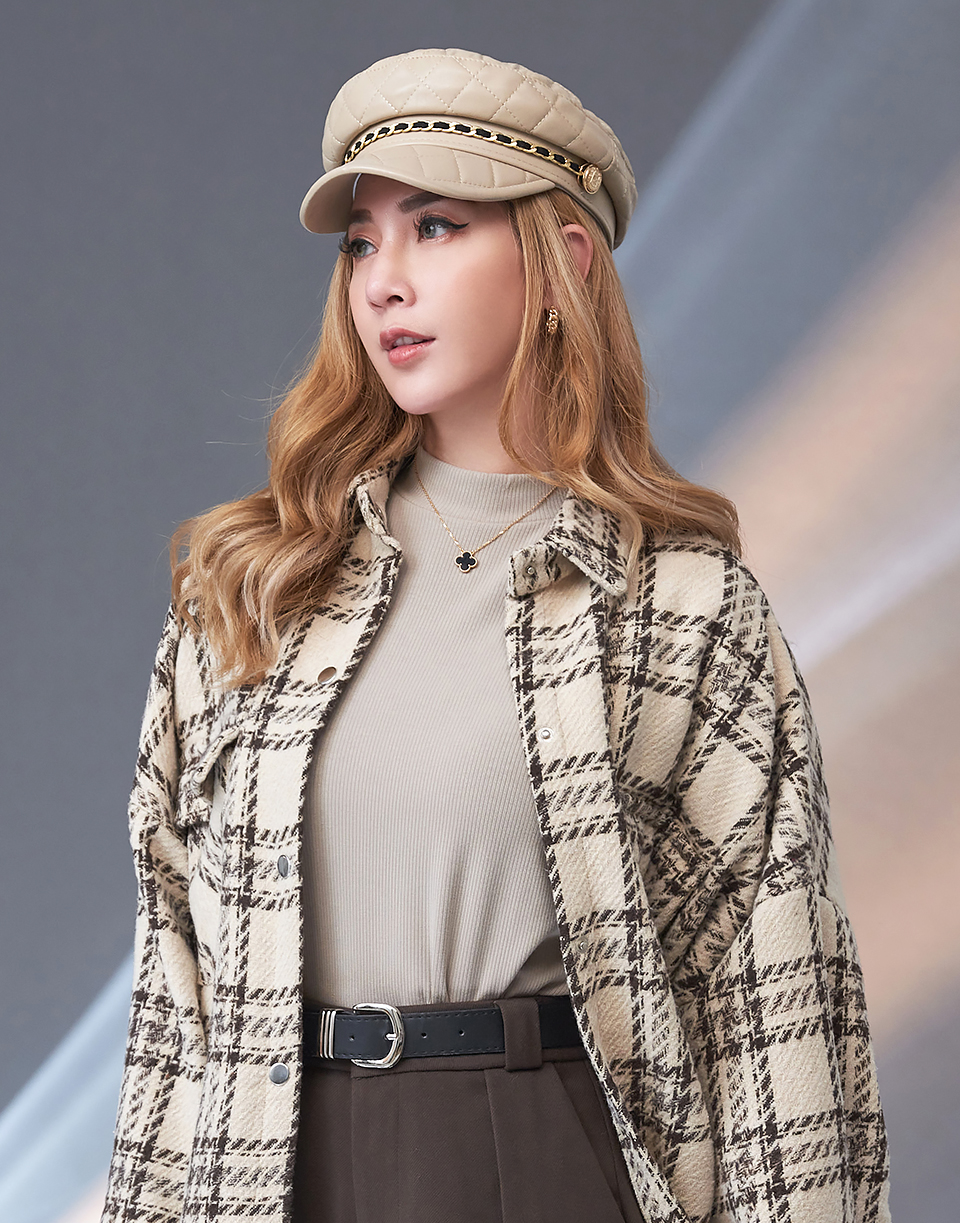 菱格紋鏈條質感軍帽
