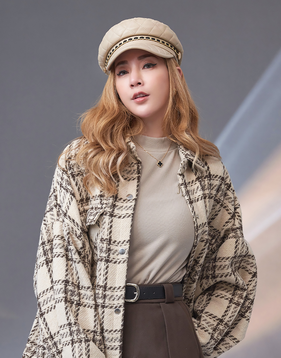 菱格紋鏈條質感軍帽