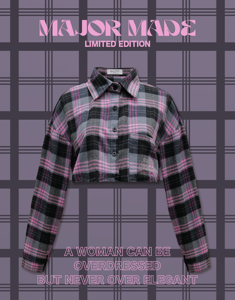 復古撞色短版格紋襯衫