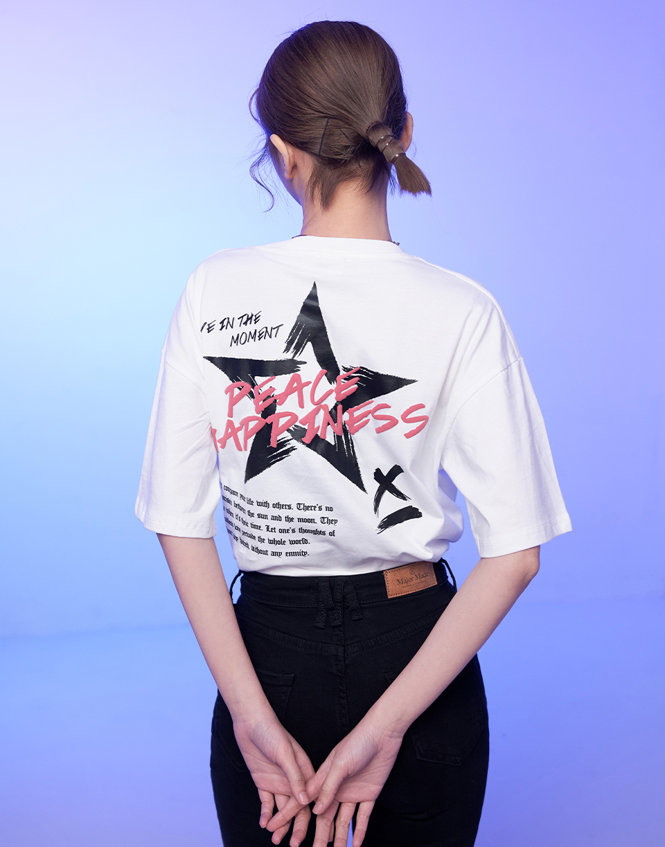 筆刷星星泡泡膠口袋短T