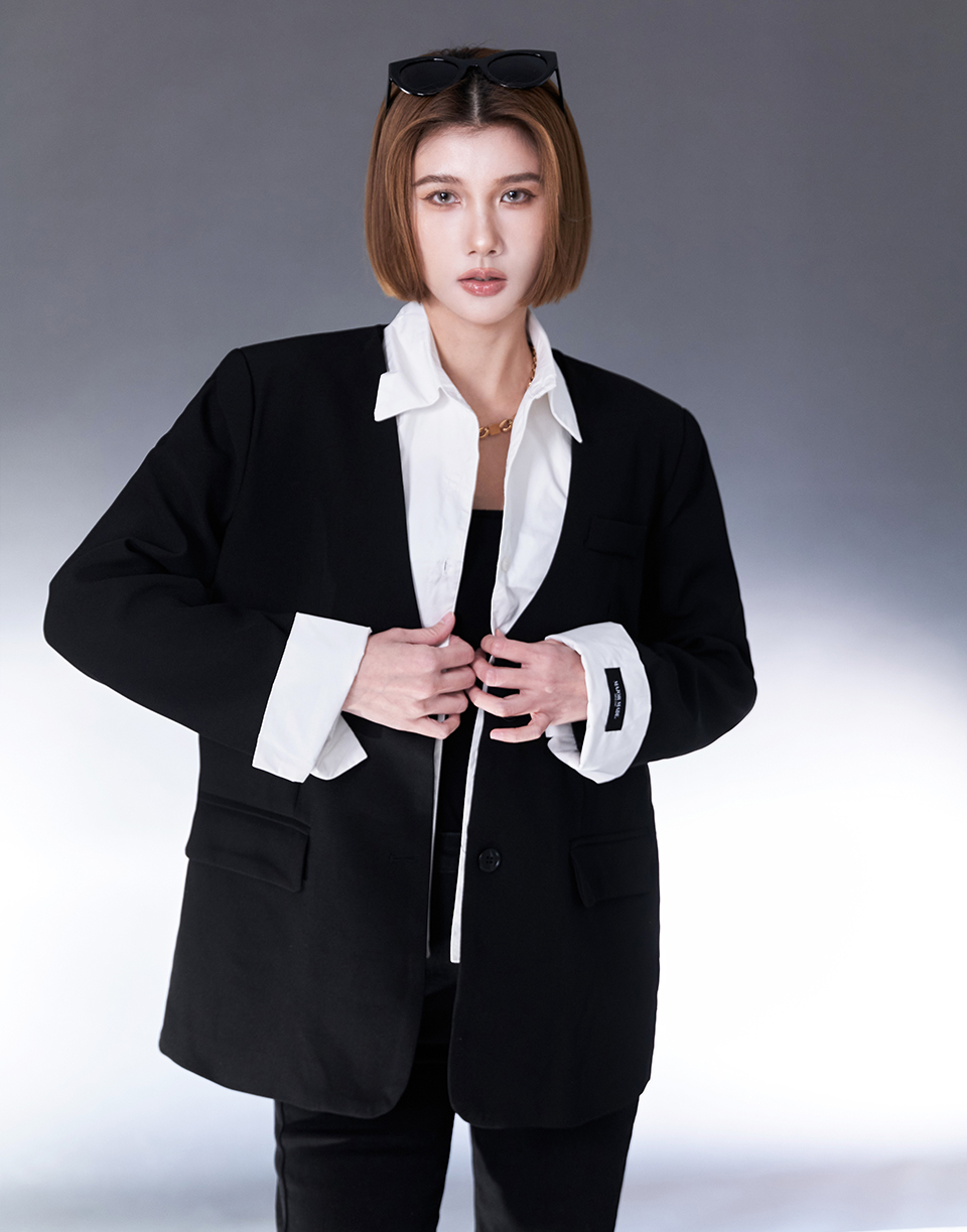 質感假兩件造型西裝外套