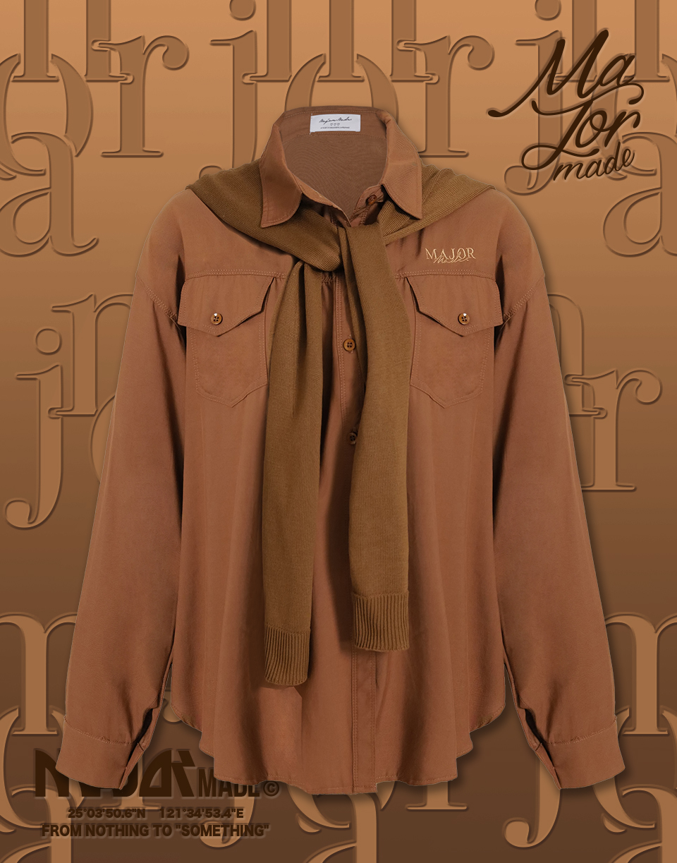 兩件式披肩刺繡襯衫