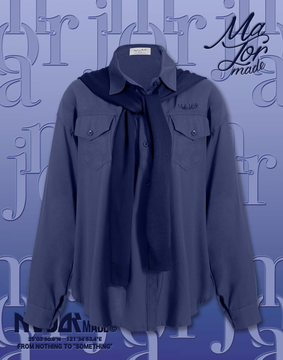 兩件式披肩刺繡襯衫