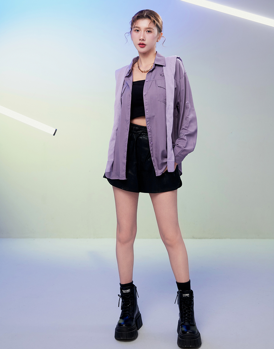 兩件式披肩刺繡襯衫