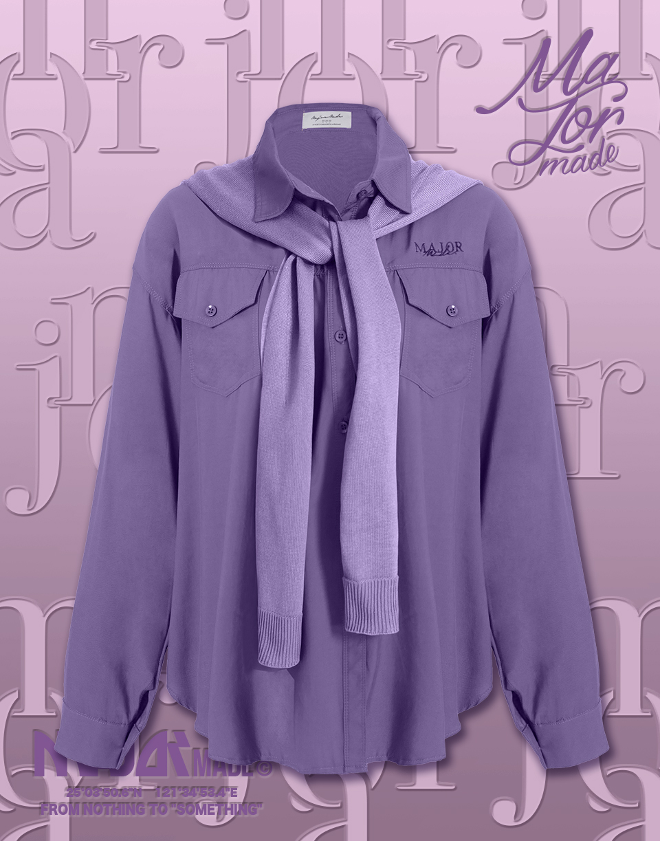 兩件式披肩刺繡襯衫