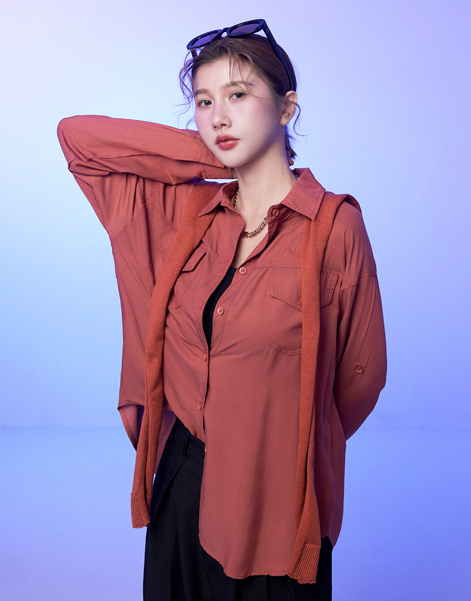 兩件式披肩刺繡襯衫