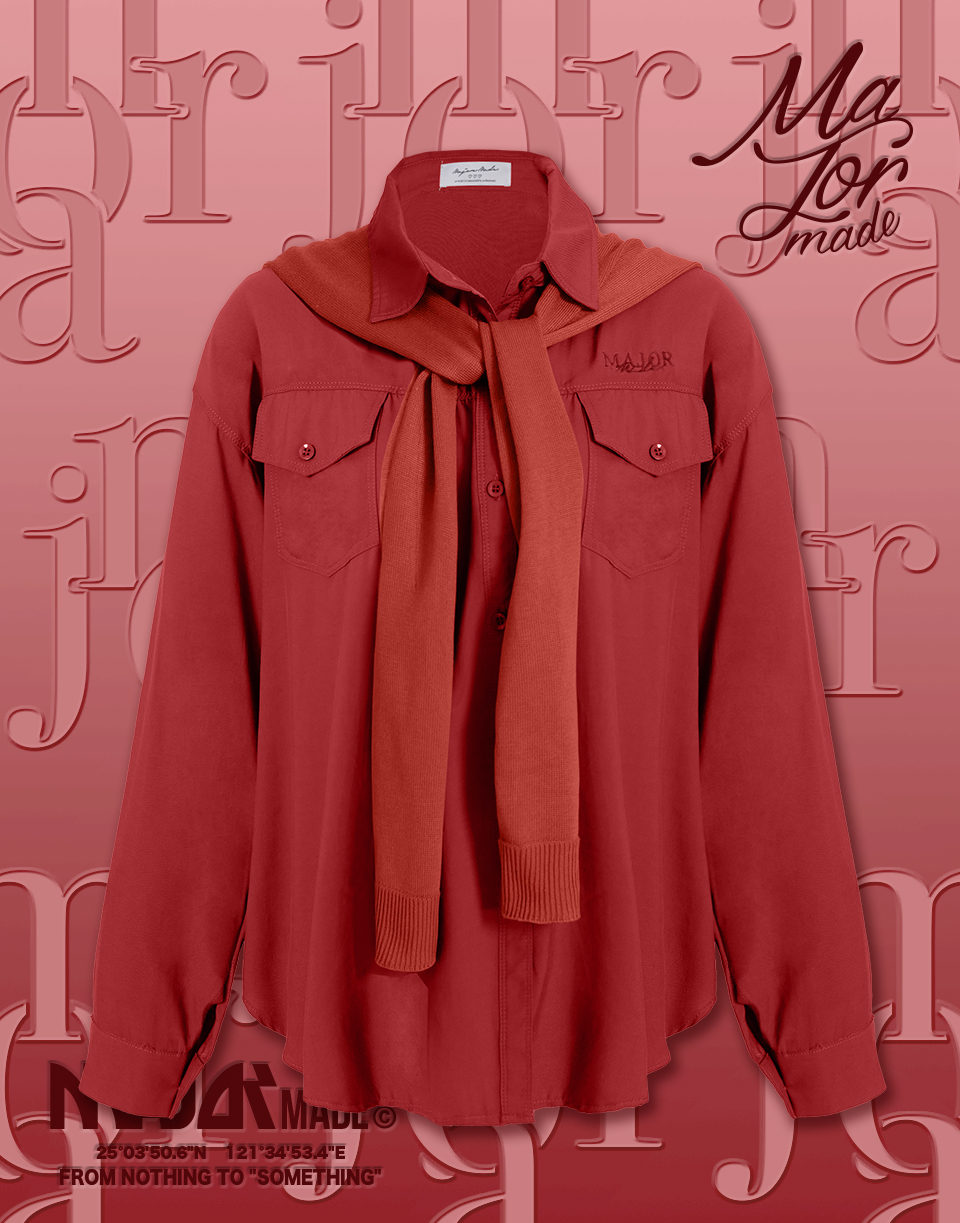 兩件式披肩刺繡襯衫