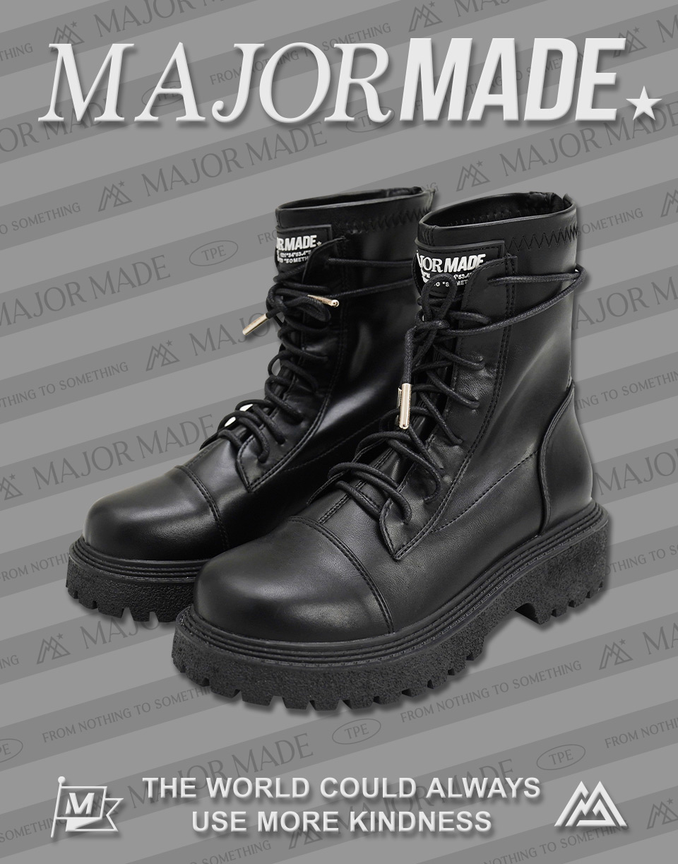 小標修身顯瘦綁帶皮革短靴