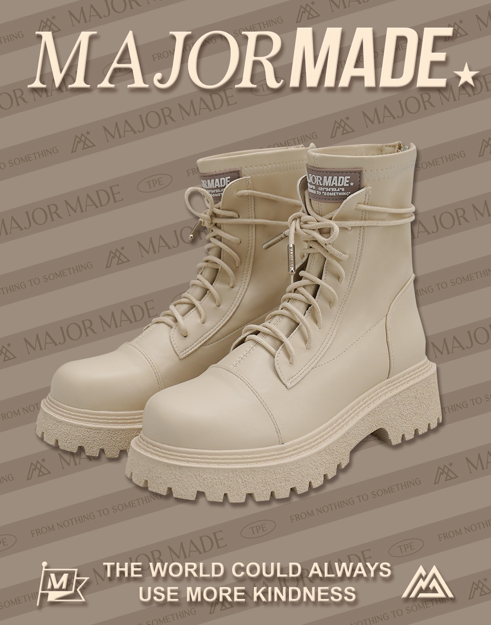 小標修身顯瘦綁帶皮革短靴