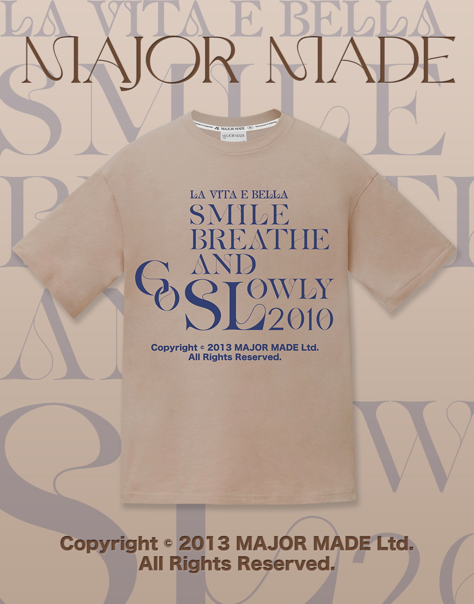 細線混和大小字短TEE