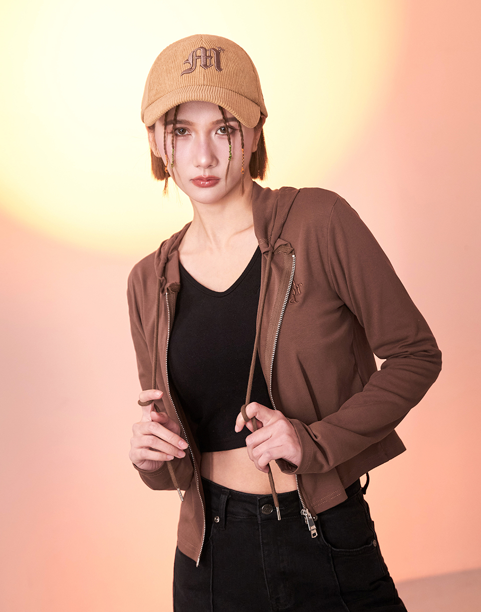 刺繡雙拉鍊連帽小外套