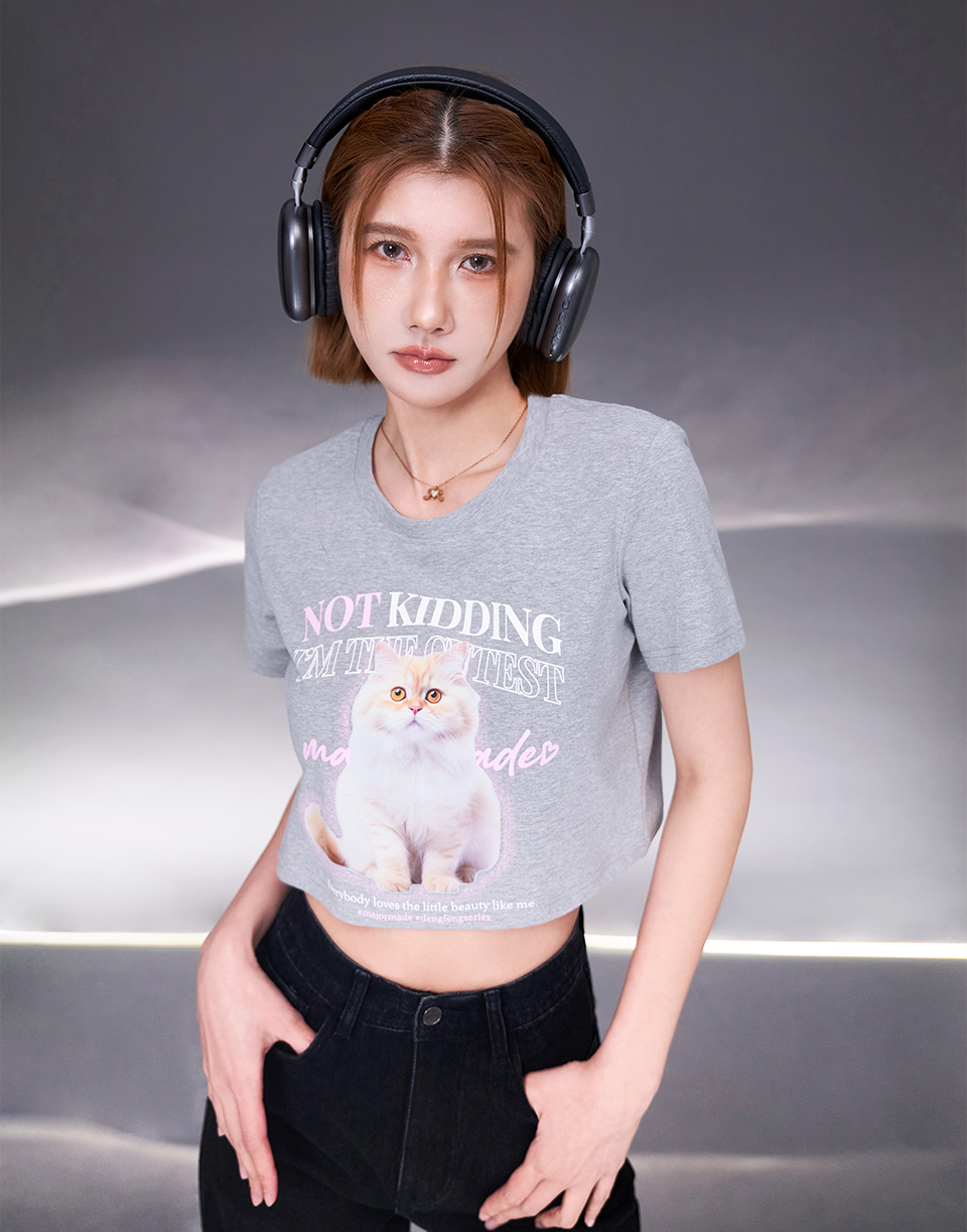 布偶貓貓合身小短版T