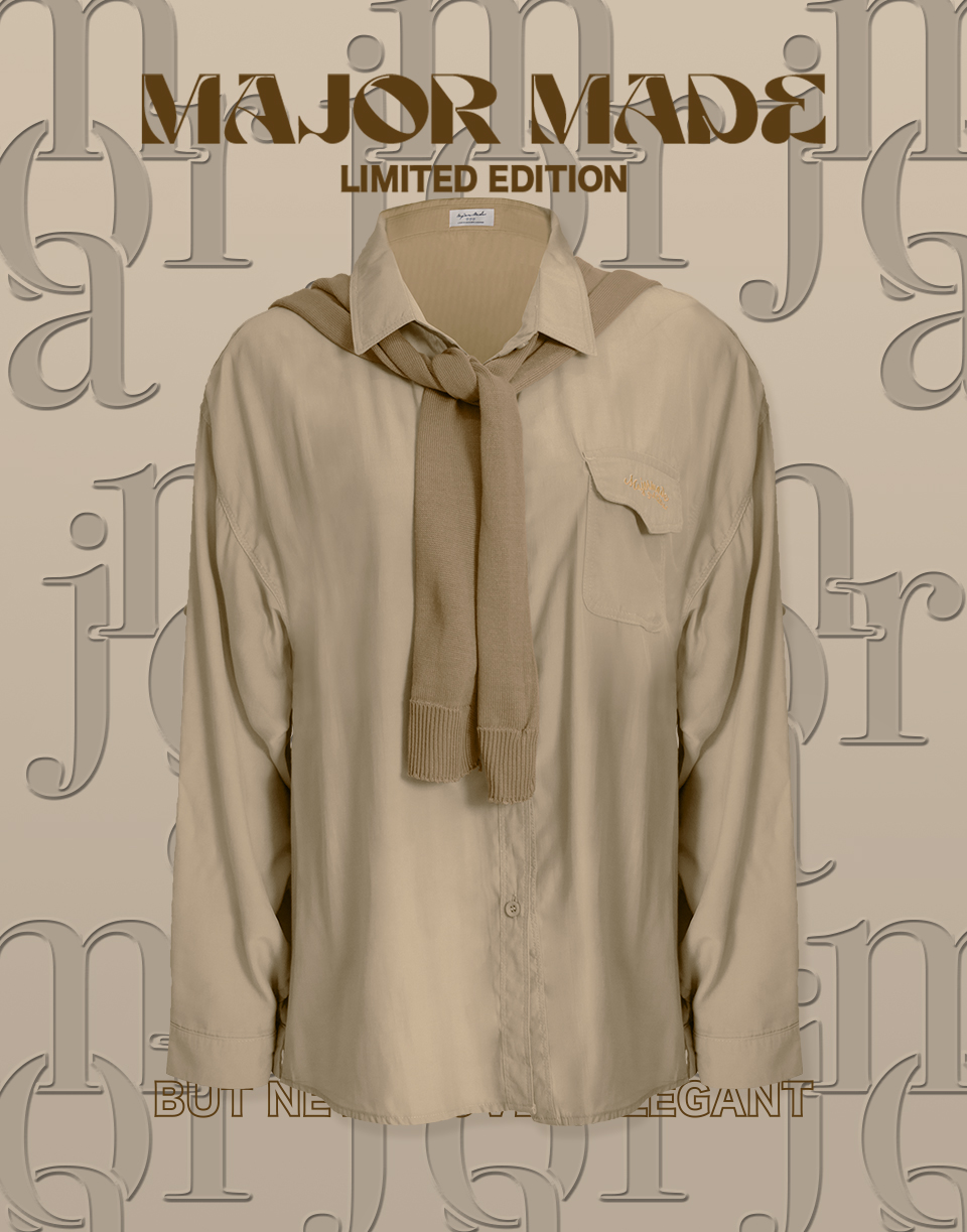 兩件式親膚刺繡披肩襯衫