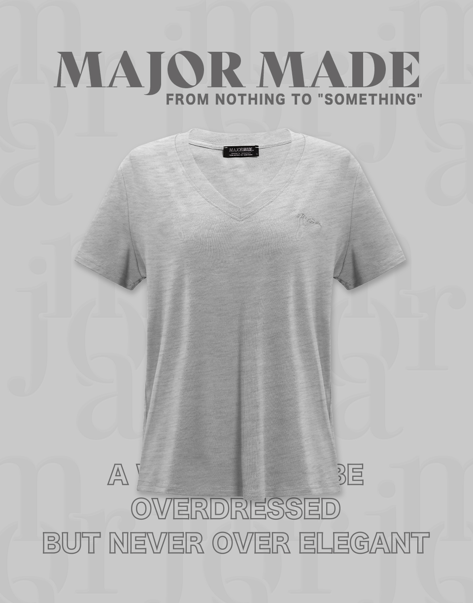 V領柔軟刺繡基本款短T