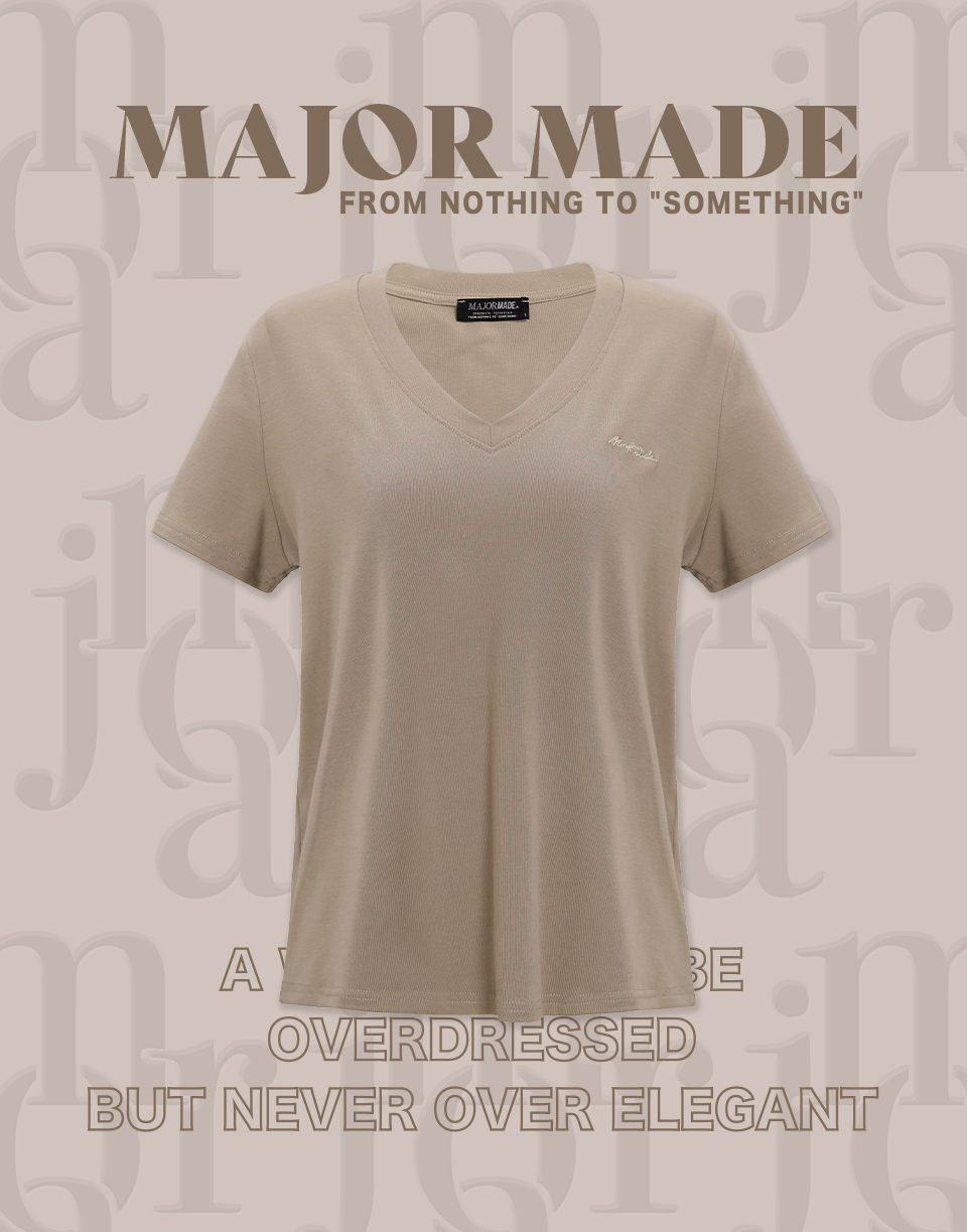 V領柔軟刺繡基本款短T