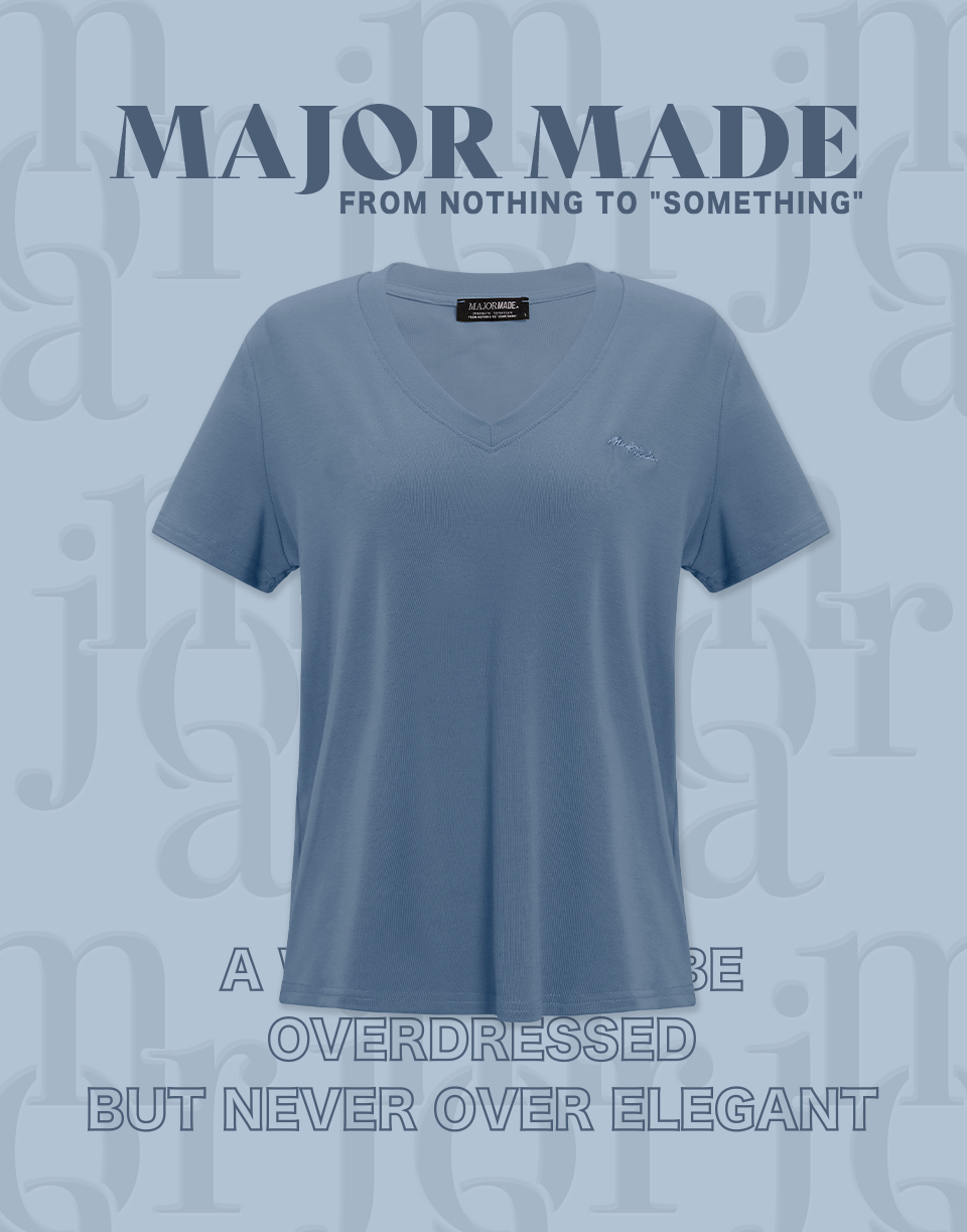 V領柔軟刺繡基本款短T