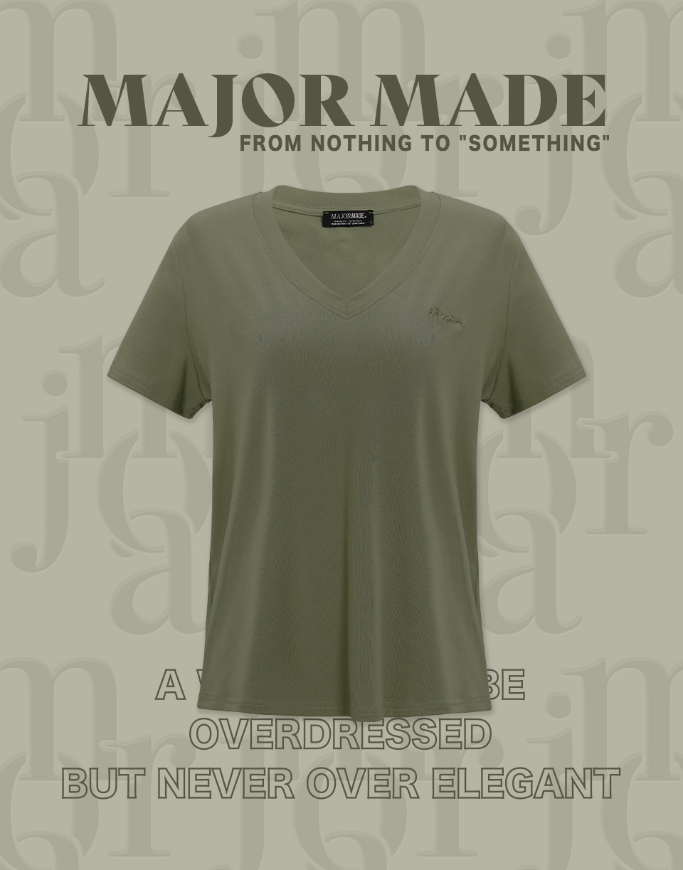 V領柔軟刺繡基本款短T